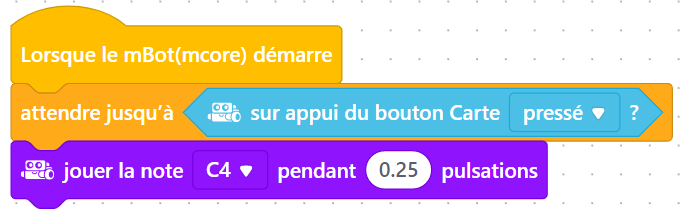 Bloc « jouer la note C4 pendant 0,25 pulsations »