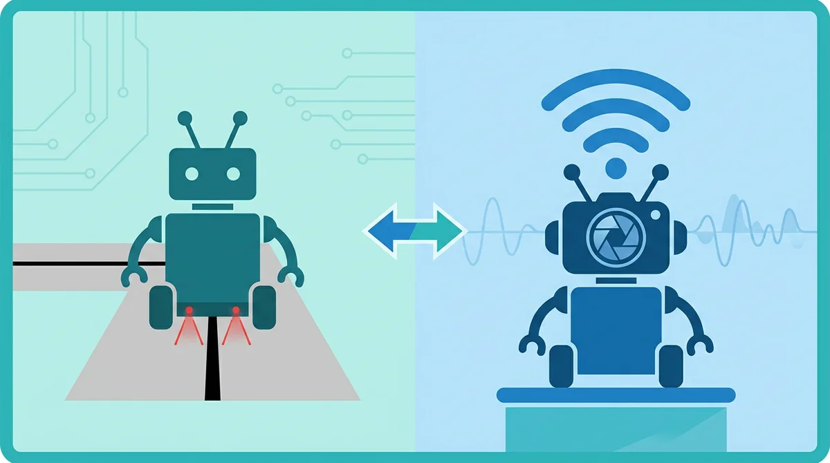 Schéma illustratif : deux familles de robots éducatifs côte à côte (illustration d’ambiance)